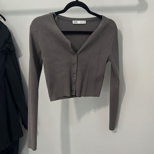 ZARA cropped grey knit